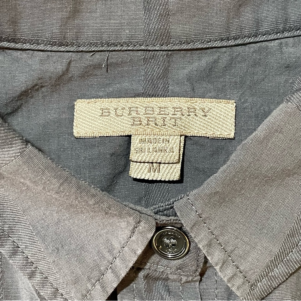 BURBERRY BRIT Gray Nova Check Button Down Shirt Small - Picture 3 of 11